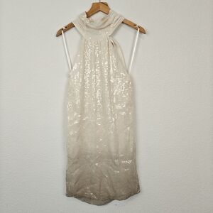 Alice & Olivia NWT Sequin Halter Ombre SILK Open Back Mini Dress Size XS Women's